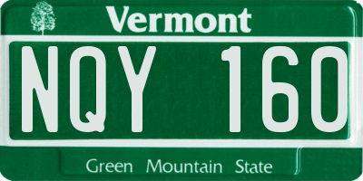 VT license plate NQY160