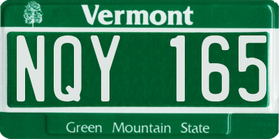 VT license plate NQY165