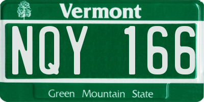 VT license plate NQY166
