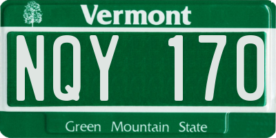 VT license plate NQY170