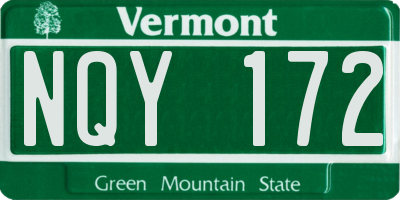 VT license plate NQY172