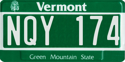 VT license plate NQY174