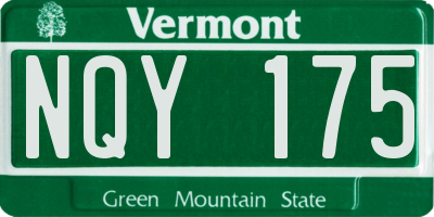 VT license plate NQY175
