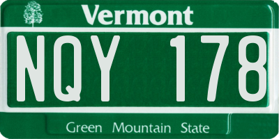 VT license plate NQY178