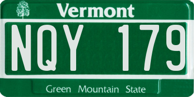 VT license plate NQY179