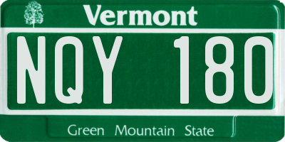 VT license plate NQY180