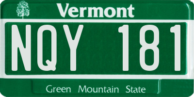 VT license plate NQY181