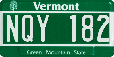 VT license plate NQY182