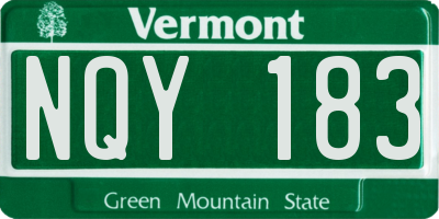 VT license plate NQY183