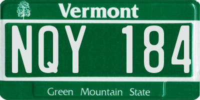 VT license plate NQY184