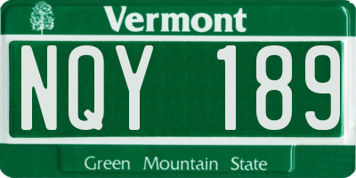 VT license plate NQY189