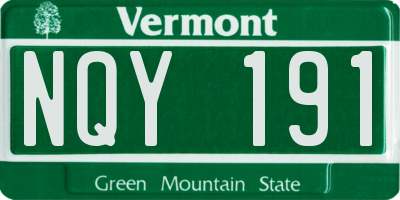 VT license plate NQY191