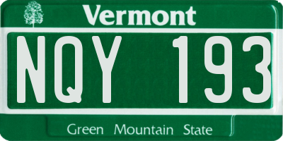 VT license plate NQY193
