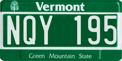 VT license plate NQY195