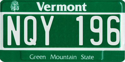 VT license plate NQY196