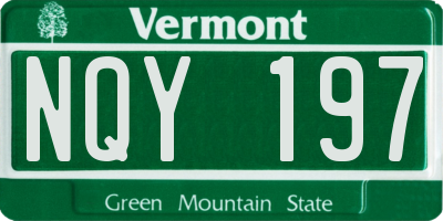 VT license plate NQY197