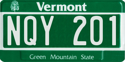 VT license plate NQY201