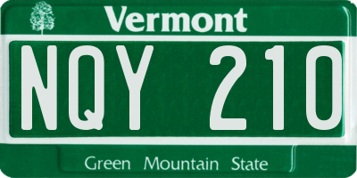 VT license plate NQY210
