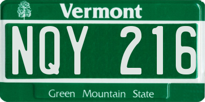 VT license plate NQY216