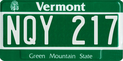 VT license plate NQY217