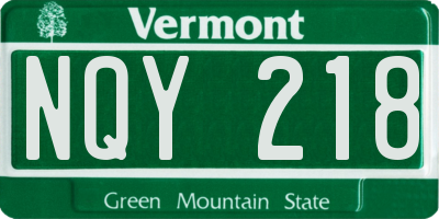 VT license plate NQY218