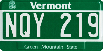 VT license plate NQY219