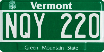 VT license plate NQY220