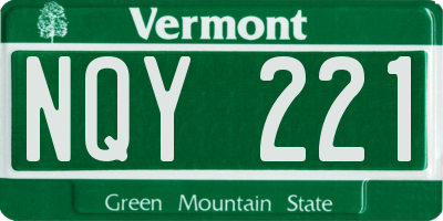 VT license plate NQY221