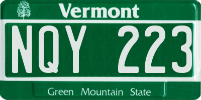 VT license plate NQY223