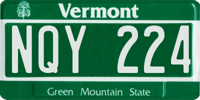 VT license plate NQY224