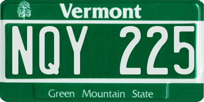 VT license plate NQY225