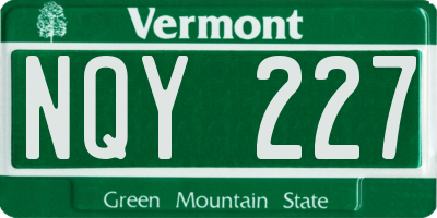 VT license plate NQY227