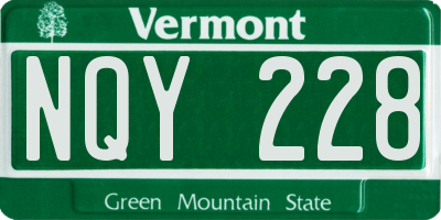 VT license plate NQY228