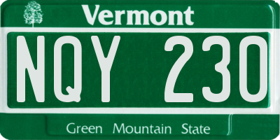 VT license plate NQY230