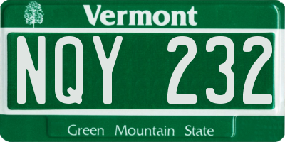 VT license plate NQY232