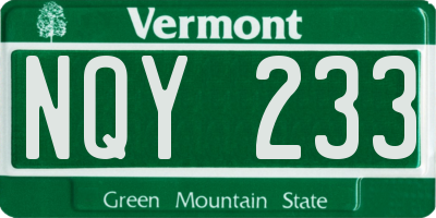 VT license plate NQY233