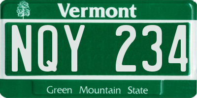 VT license plate NQY234