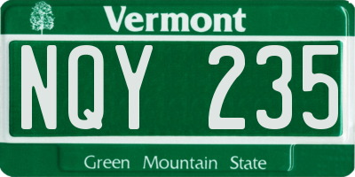 VT license plate NQY235