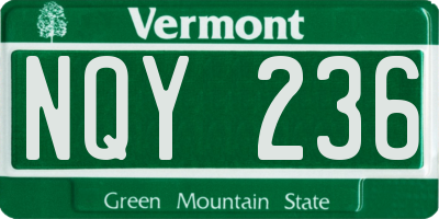 VT license plate NQY236