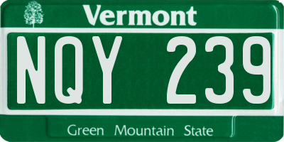 VT license plate NQY239