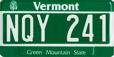 VT license plate NQY241