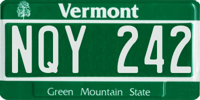 VT license plate NQY242