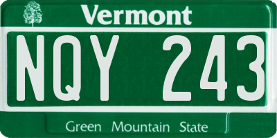 VT license plate NQY243