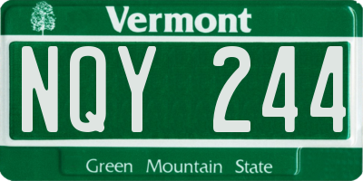 VT license plate NQY244