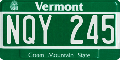 VT license plate NQY245