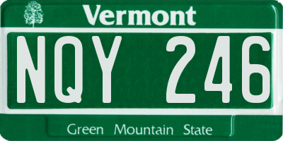 VT license plate NQY246