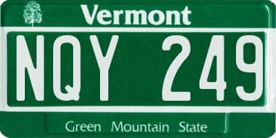 VT license plate NQY249