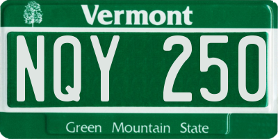 VT license plate NQY250