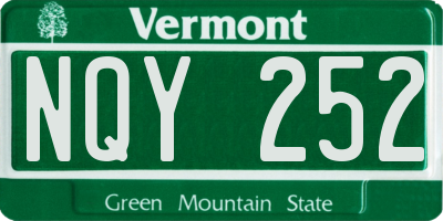 VT license plate NQY252