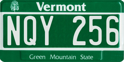 VT license plate NQY256